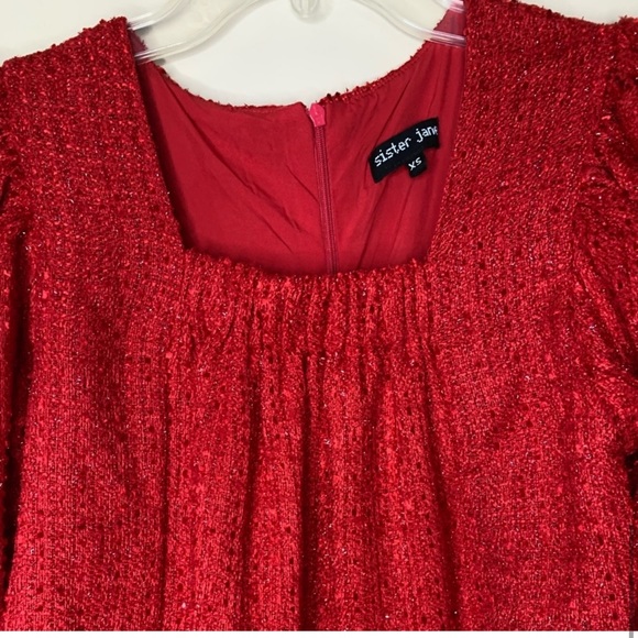 Sister Jane red tweed mini dress new with tag . Size XS - Picture 6 of 12